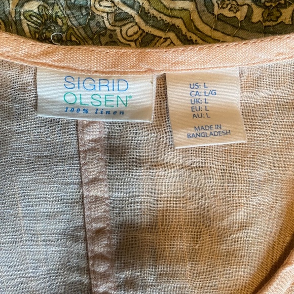 Sigrid Olsen Pale Pink Linen Batwing Sleeve Top, Size Large - Picture 8 of 9